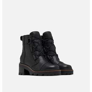 NEW Sorel Women's 8.5  Joan Now Lace Waterproof Boot Black Leather OPEN BOX
